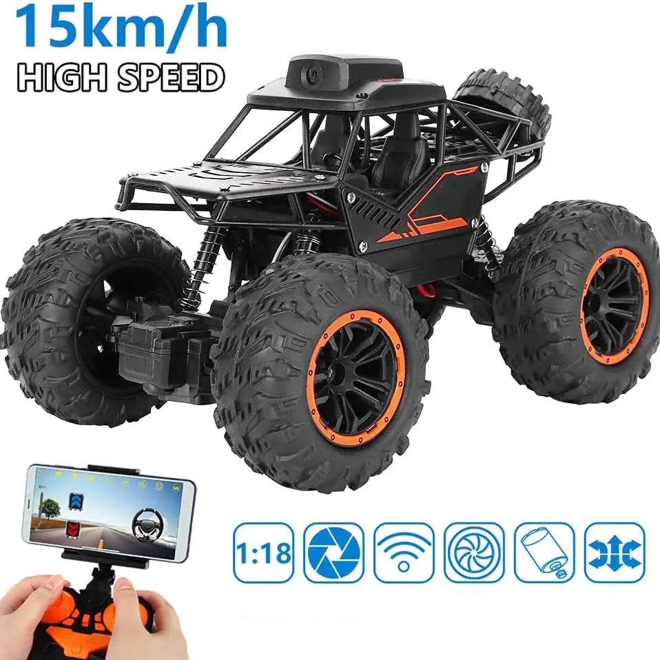 FPV Off-Road RC Crawler, 1:18 Scale 4WD Remote Control Car with 480P WiFi Camera, LCD Monitor, USB Rechargeable Durable Body, RC Crawlers for Halloween, Christmas Toys, Remote Control Crawler, Rc Rock Crawlers