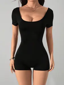 Women’s Open Back Romper, Sleeveless Solid Color Summer Jumpsuit for Women, Casual Vacation Beach Outfit, Chic Everyday Playsuit, beach romper women, solid color romper women