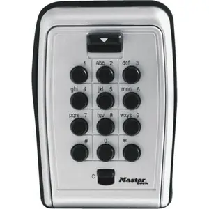 212 MAIN Master Lock 240025 Wall Mount Digital Lock Safe, Silver Push Button Alphanumeric Security Box with 7 Keys for Key Storage