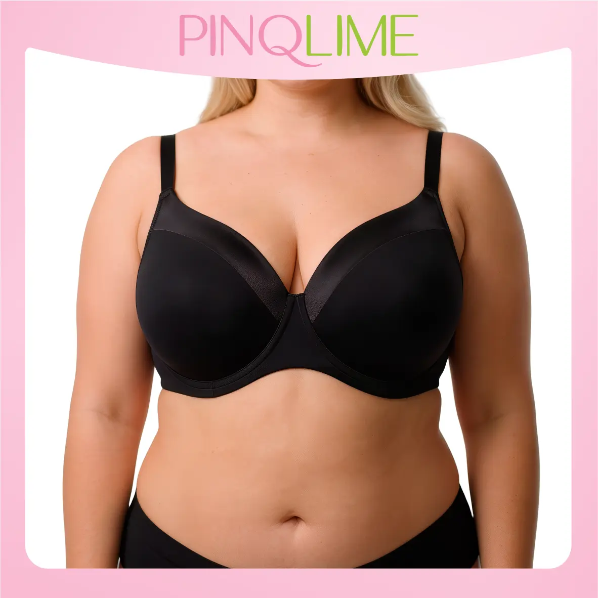 PINQLIME Luna Premium Minimizer Underwire Memory Foam Soft Support Every Day Bra for Women - Full Coverage Soft Microfiber, Comfortable Band, Wide Shoulder Straps, T-Shirt Bra, Minimalist, Plus Size 38DDD, Ideal for Valentine's Day, Easter