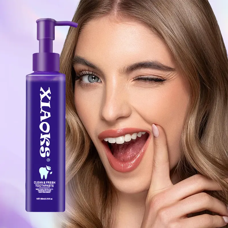 XIAOKS Purple Toothpaste with Long Lasting Fresh Breath - Whitening Tooth Powder for Beautiful Shiny Teeth Deep Cleaning & Odor Removal Dense Foam Formula 120g