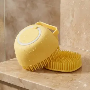 Silicone Pet Bath Brush for Sensitive Skin - Deshedding, Exfoliating, and Travel-Friendly Grooming Kit with Hair Trap, Waterproof, Dishwasher Safe, Portable Dog Cat Care Tool Grooming Supplies
