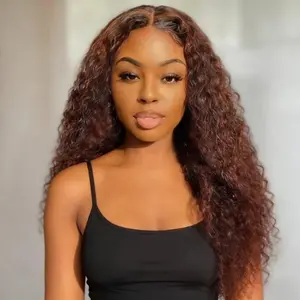Dark Brown 30-Inch Deep Wave Wig  Ready to Wear  Closed-Lining Stitched 13x4 Lace Front Curly Wig  Pre-Plucked Baby Hair  Glueless Wig  Natural Look  180% Density  Soft and Lightweight  Easy to Maintain  Daily Wear & Parties  Human Hair Wig  Burmese Wig