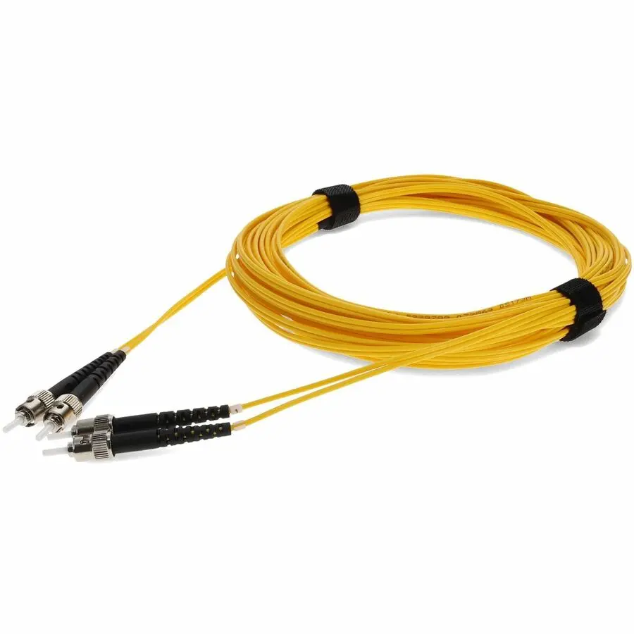 AddOn 10m ST to ST Yellow OS2 Duplex OFNR Riser-Rated TAA SMF Single Mode Fiber Patch Cable 9/125
