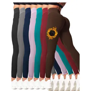 2024 7-Pack High-Waisted Plush Lined Leggings, Winter Thermal Warm Full Length Yoga Pants For, Hiking, Running, Fashionable Activewear For Women - Assorted Colors