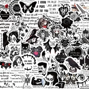 Gothic Style Sticker, Premium Skull Stickers, 50pcs/set Scrapbook & Journal Making Sticker, Stickers for Scrapbooking, DIY Decorative Sticker for Stationery Computer Water Bottle, Crafts Cup Stickers, Funny Stickers, Sticker Collage Pack, Decal Sticker