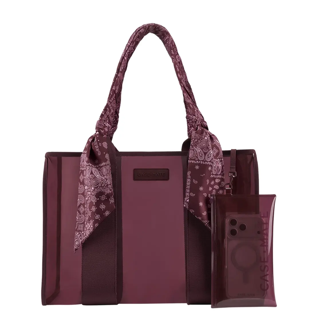 Case-Mate Bow Tote Waterproof Beach Tote for Women - Special Edition, Large Capacity Foldable Shoulder Bag with Bow Accent, Luxury Straps, Snap Closure, Water-Resistant Touchscreen Pouch for Travel & Beach