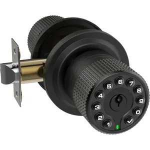 Matte Black Keypad & Key Door Lock - Synthetic, Trendy Style, 50 User Codes, Auto Lock, 2-3/8" or 2-3/4" Latch, Ideal for Rental Properties