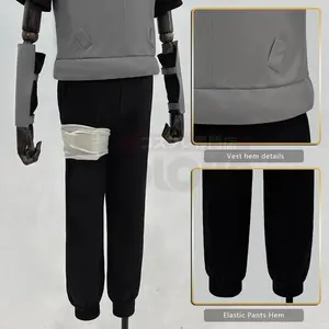 HOLOUN Anime Uchiha Itachi Anbu Cosplay Costume Faux Leather Vest Short Sleeve T-shirt Pants Bandage Cos Convention Gift