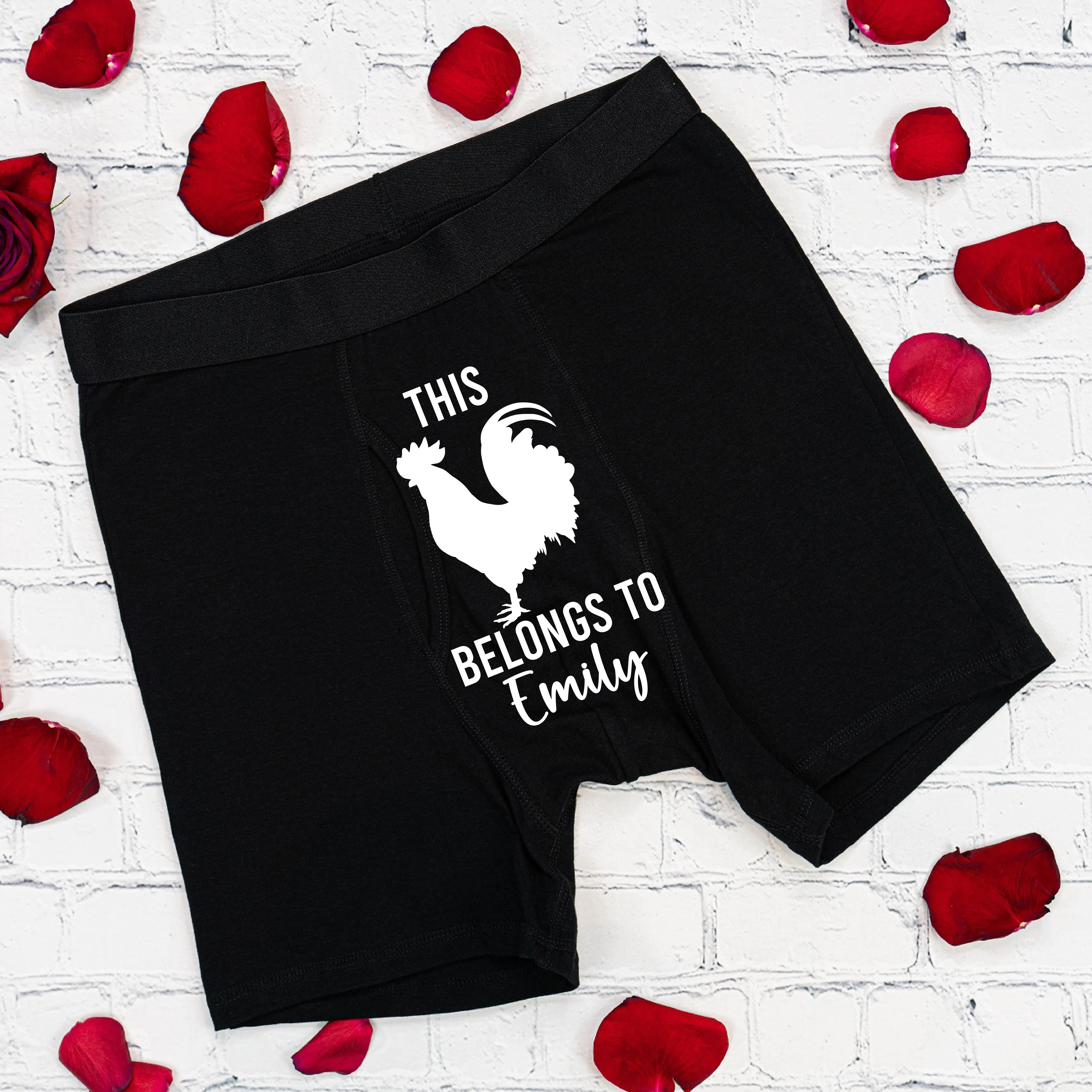 Cocky Men Underwear, This Belongs To Custom Name, Chicken Personalized Boyfriend Boxers, Valentine Gift For Husband, Anniversary Present For Husband, Gift For Him.