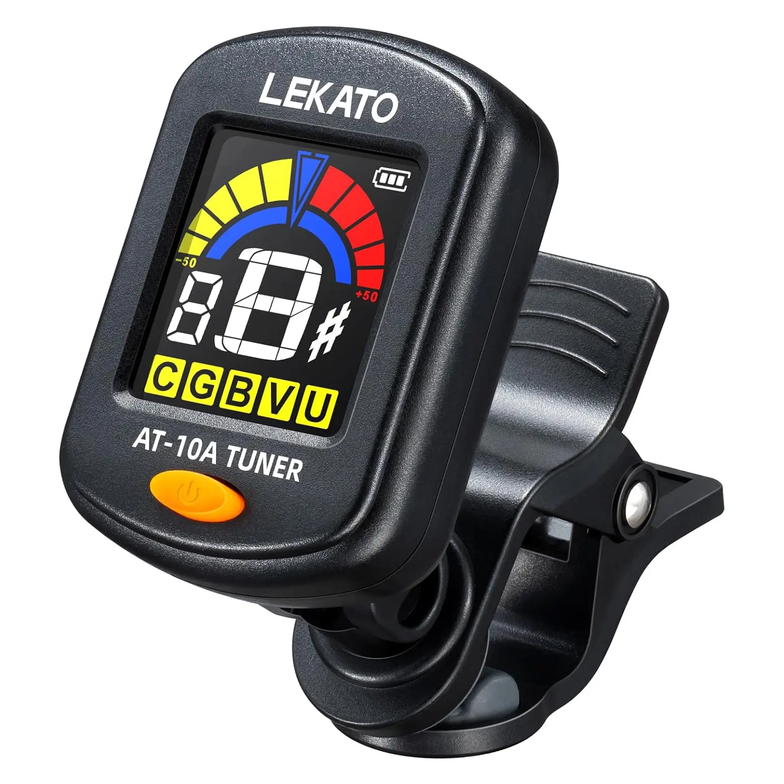 LEKATO Guitar Tuner, LCD Color Screen Clip On for Acoustic Electric Guitar Bass,Ukulele Violin,Chromatic Tuning Modes,Rechargeable Digital Tuner for Stringed Instruments