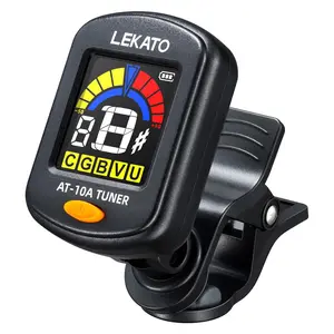 LEKATO Guitar Tuner, LCD Color Screen Clip On for Acoustic Electric Guitar Bass,Ukulele Violin,Chromatic Tuning Modes,Rechargeable Digital Tuner for Stringed Instruments