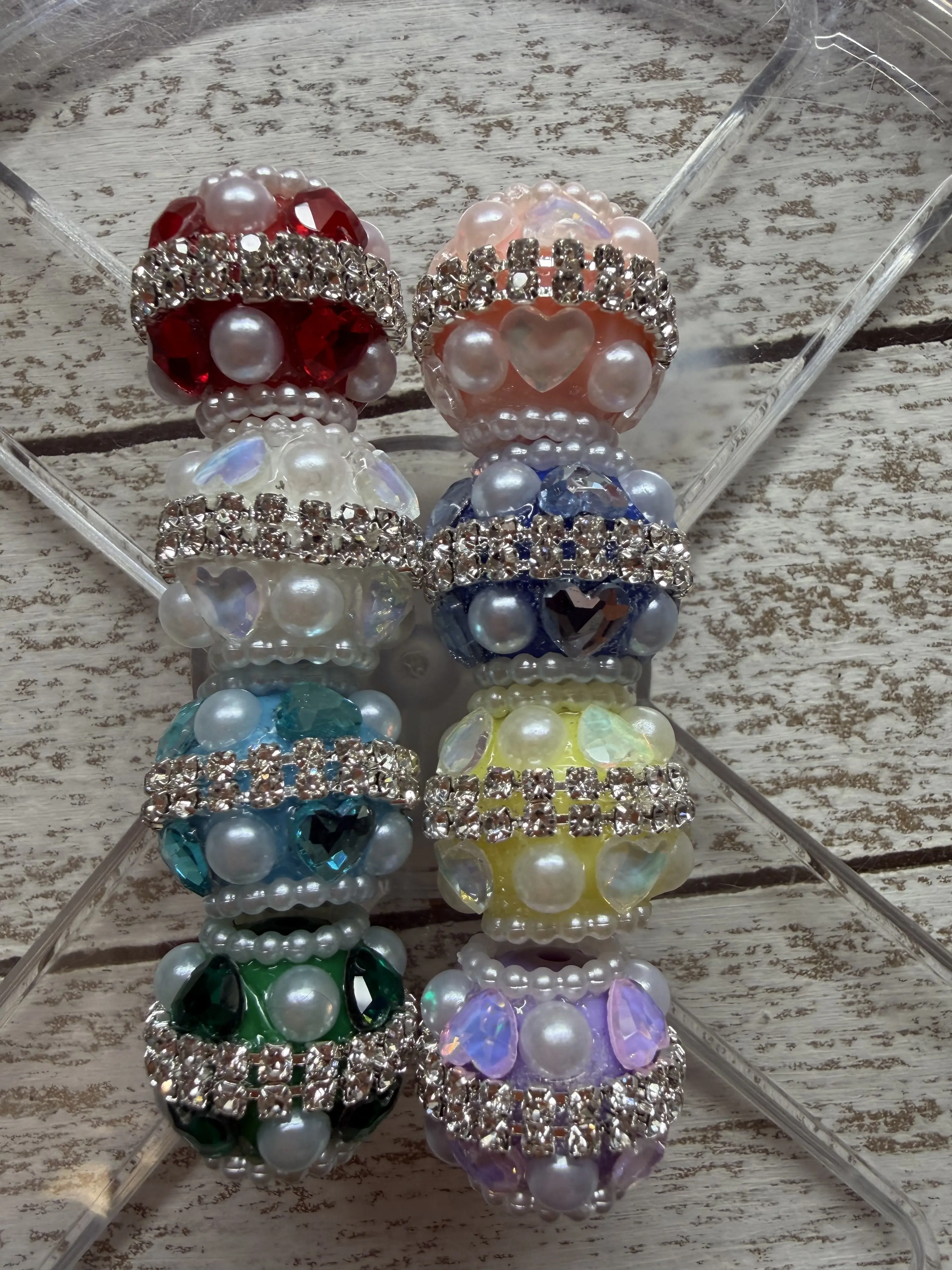 Fancy Hearts with pearls and Rhinestones Qty 15