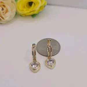 HEART'S earrings Gold-plated fashion style with clear  stones
