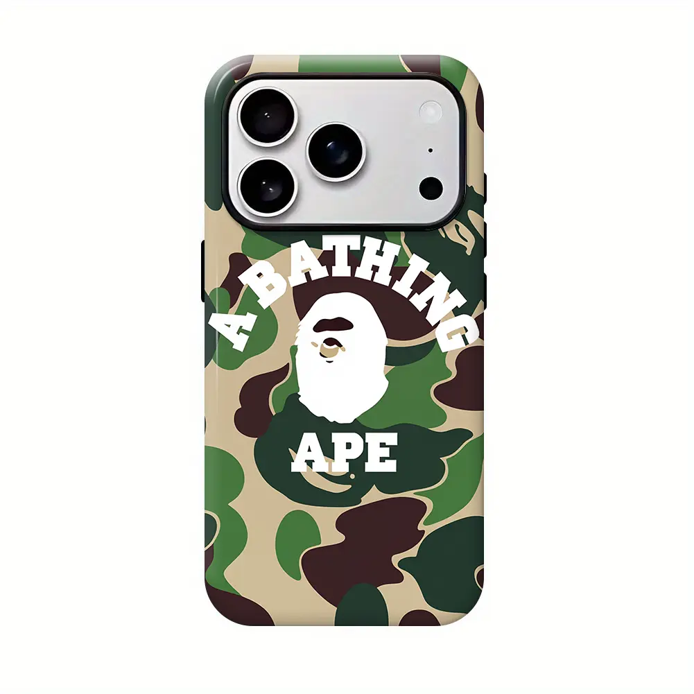 Bape A Bathing APE Phone Case, Army Camo Phone Case Cover , Durable AccessoriesSuitable for iPhone 17-11 Pro Max/Plus and Samsung Galaxy S23-25