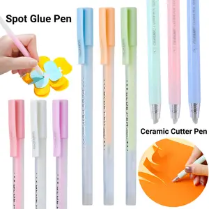 12 Pack Quick Drying Colored Spot Glue Pen And 3Pcs Ceramic Cutter Pen,New Quick DryRoller for Scrapbooking, Handmade Stationery, Craft Supplies,Easy Control, Precision