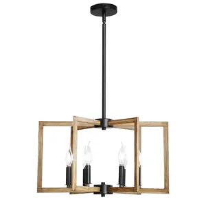 VEVOR 6-Light Chandelier,  Metal Farmhouse Chandelier, Adjustable Height, Dining Room Hanging Light Fixture for Ceilings, Modern Chandelier for Bedroom, Foyer, Hall, Kitchen, Living Room and Entryway