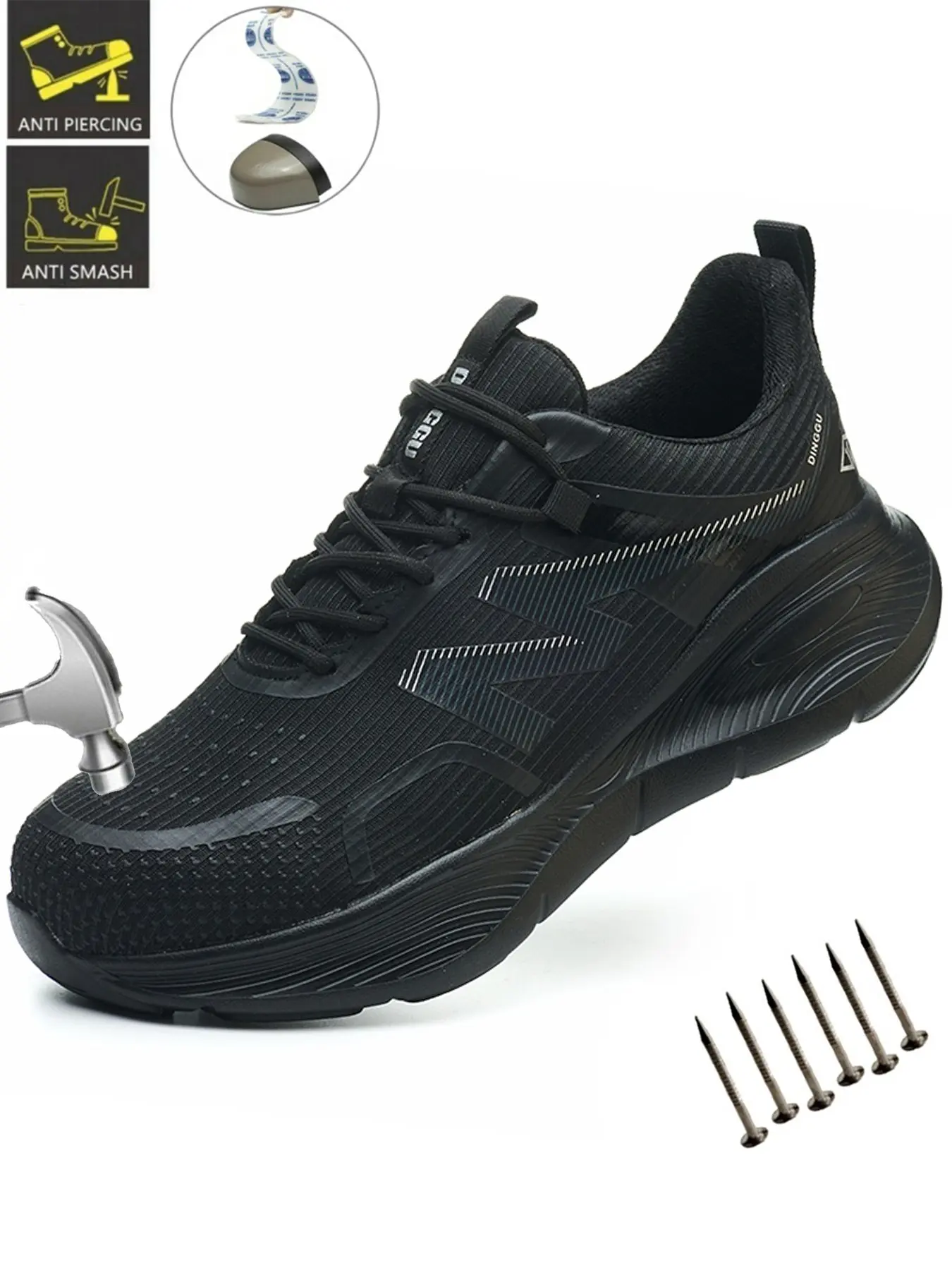 Steel Toe Shoes for Men Safety Work Shoes Construction Industrial Shoes Safety Shoes Lightweight Breathable Anti-smash Anti-Punctur Comfortable New Fashion Steel Toe Sneakers for Men Steel Toe Trainers Safety Footwear