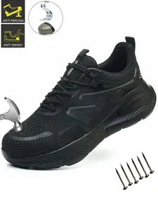 Steel Toe Shoes for Men Safety Work Shoes Construction Industrial Shoes Safety Shoes Lightweight Breathable Anti-smash Anti-Punctur Comfortable New Fashion Steel Toe Sneakers for Men Steel Toe Trainers Safety Footwear
