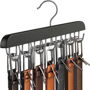 Belt Hanger, 1 Count 360° Rotating Tie Storage Rack with 14 Hooks, Space Save Organizer for Tank Tops Scarves Bras Bags, Hanger Accessories