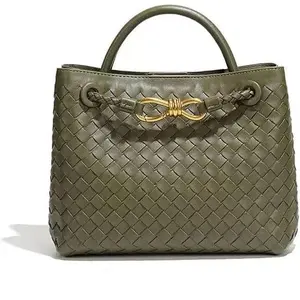 Woven Tote Bag for Women Leather  Handbag Designer Top Handle Purses