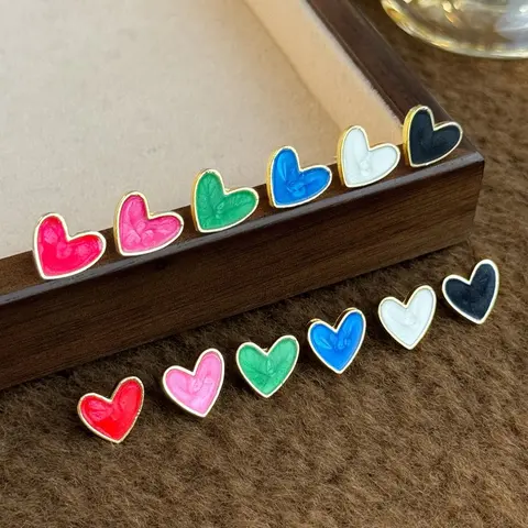 Heart Shaped Stud Earrings, Fashionable Earrings for Women & Girls, Casual Jewelry for Party, Daily Clothing Decor, Jewelry for Gift, Valentines Day Jewelry, Flat Back Earrings, Cute Earrings, Earrings Studs, Fashionable Jewelry Accessories