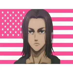 Eren Yeager Pink Flag Print Anime Room Decor Flag Wall Art Attack on Titan Poster Japanese Manga Fan Gift Hanging Kit Wall Decor Curtains Tapestry Decoration