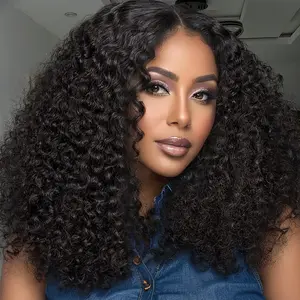 CurlyMe Bleached Knots 250% Density Full Burmese Curly 9x6 HD Lace Frontal Glueless Wigs Pre-plucked Natural Hairline Beginner Friendly Natural Black