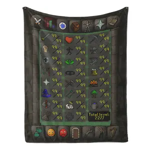 Old School RuneScape Maxed Stats Fleece Christmas Sherpa Blanket, 2277 OSRS 99 Blanket, Classic MMORPG Adventure Fan Collection, Soft and Cozy, Premium, All Season Warm, Comfortable Bedding Decor, Perfect for Dormito