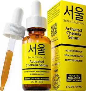 SeoulCeuticals Activated Chebula Serum - Korean Anti-Aging Formula with Hyaluronic Acid & Spotted Orchid for Youthful Glowing Skin 1oz