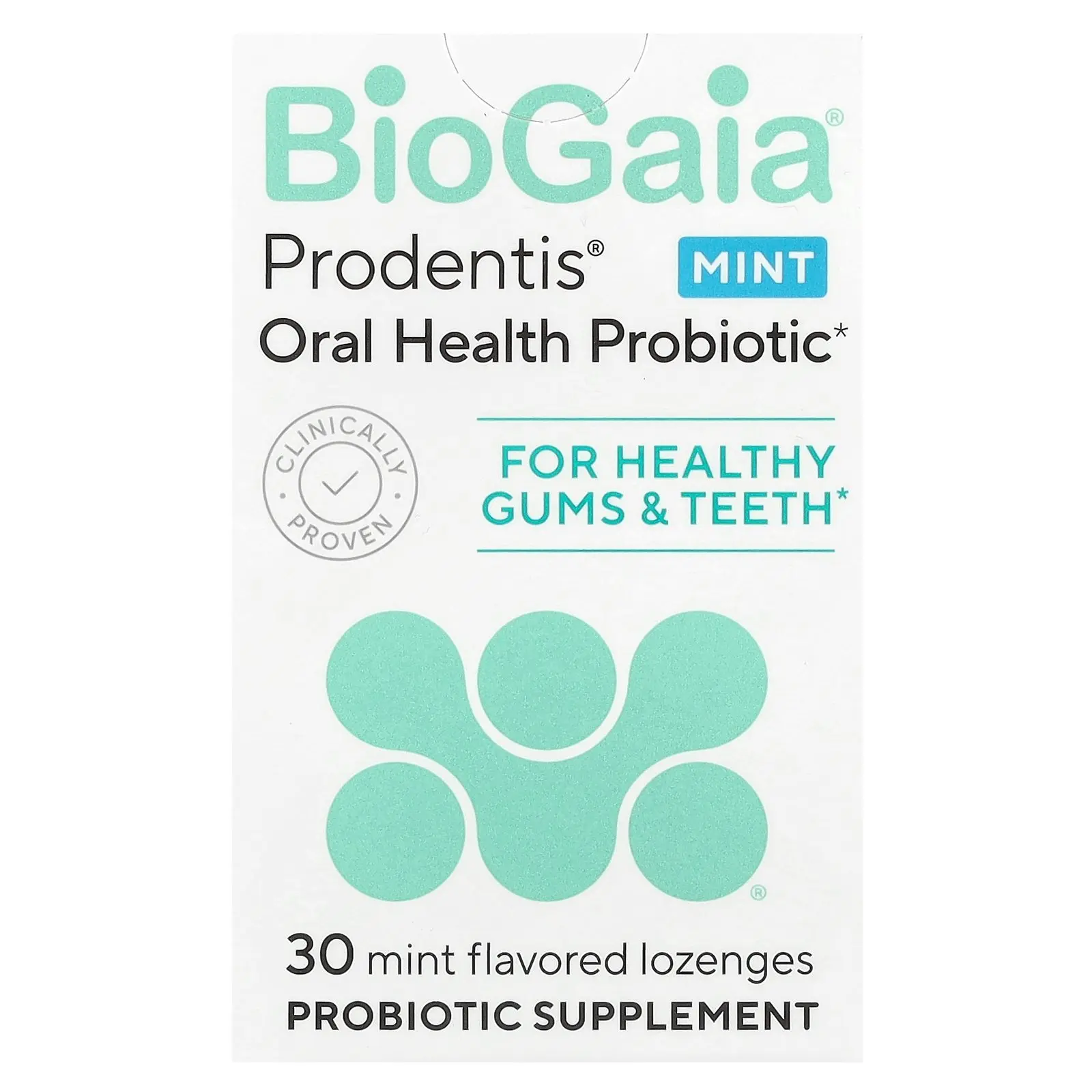 BioGaia Prodentis® Oral Health Probiotic, For Healthy Gums & Teeth, Mint, 30 Probiotic Lozenges