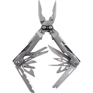 Mini Compact Stainless Steel Multi-Tool | 18 Lightweight Specialty Tools & SOG Multitool Pliers Pocket Knife, Stone Wash