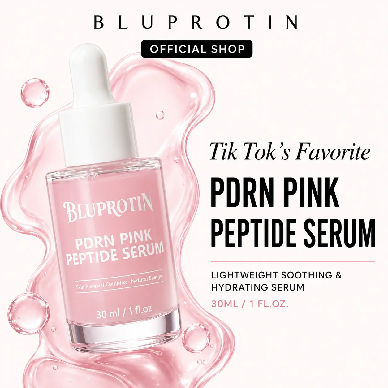 [NEW] [Bluprotin] PDRN Pink Peptide Serum | Hydrating Repair Serum with Salmon PDRN & Hyaluronic Acid | Fast-Absorbing Soothing Glow Care for Sensitive Skin | Facial Skin Care Essence (30ml /1 fl.oz)