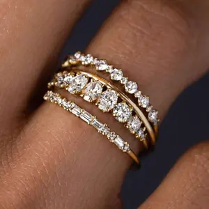 4 pcs/set Fashion Stackable Rings for Women, Stainless Steel, Suitable for Wedding Rings, Jewelry Gifts, valentines day