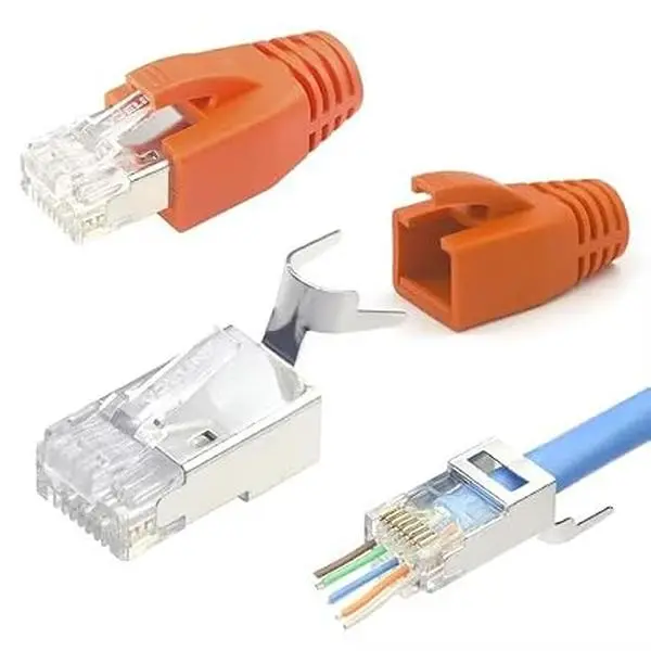 Zoobla - EZ CAT7 RJ45 Pass-Through Network Connectors, UTP Modular Plug for Ethernet Cables - 100 Pack