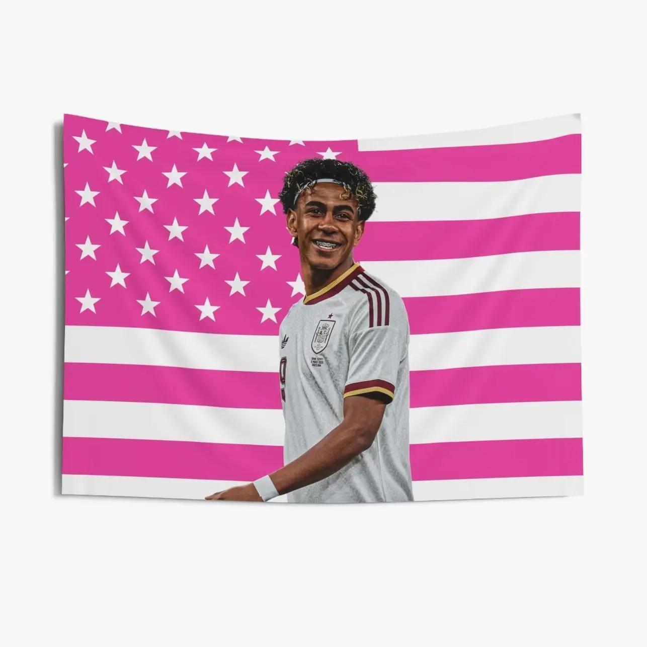 Lamine Yamal Pink Flag Indoor Wall Tapestries