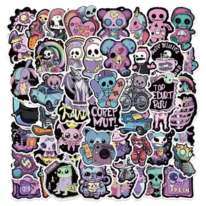 Gothic Cute Dark Sticker Pack - 50 Waterproof Weird Stickers, Fits Water Bottles, Notebooks, Skateboards, Luggage, Fun Decorative Accessories