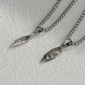 Retro-Toned & Silver Necklaces for Men and Women — Unique Two-Tone Meteorite Pendant Hip-Hop Accessory