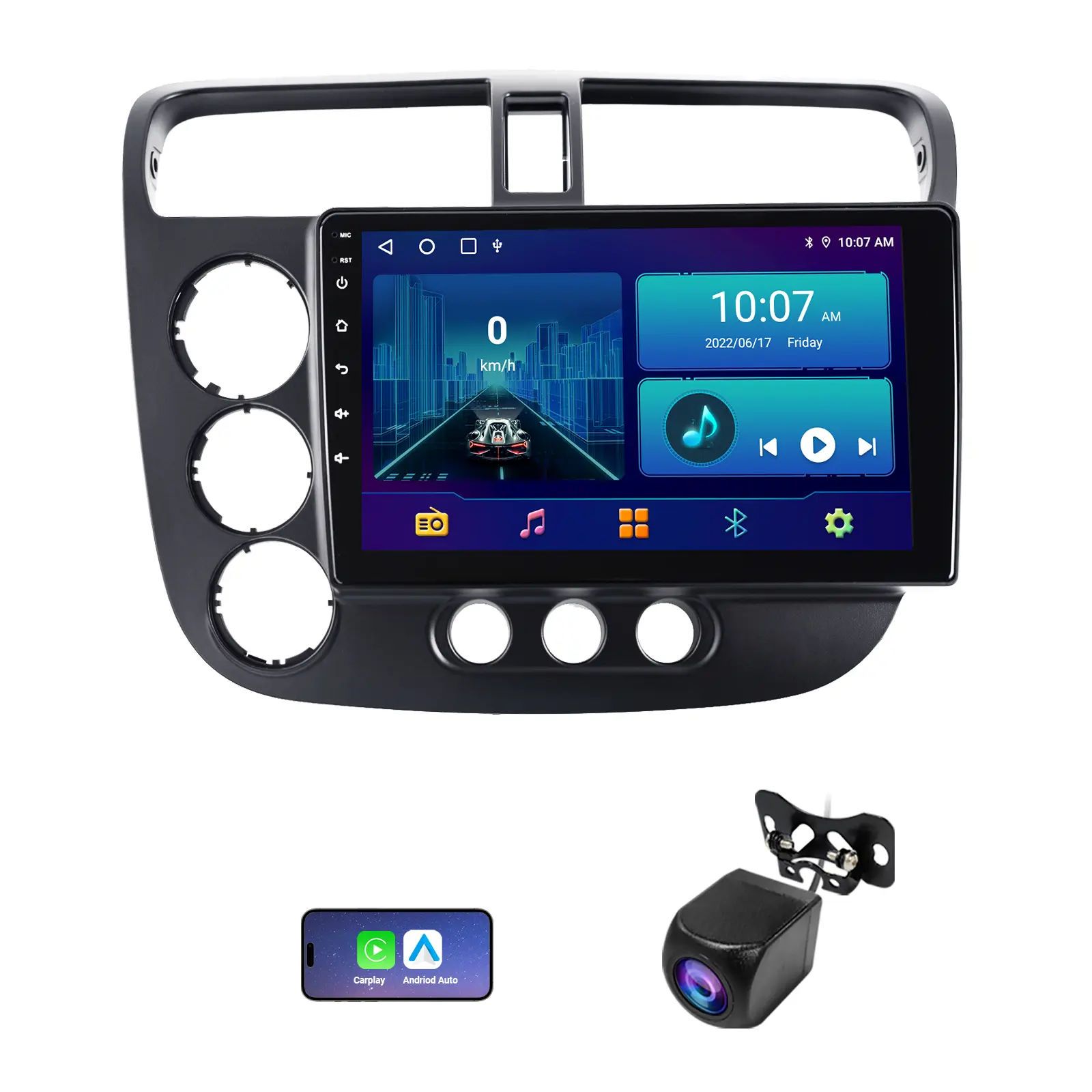 Haudio Double Din Car Stereo for Honda Civic 2001-2005 - 9" HD Touchscreen Car Radio with CarPlay/Android Auto, Backup Camera, Bluetooth 4.1, Mirror Link, 2+64GB, WiFi/FM/AM sunscreen sunscreen