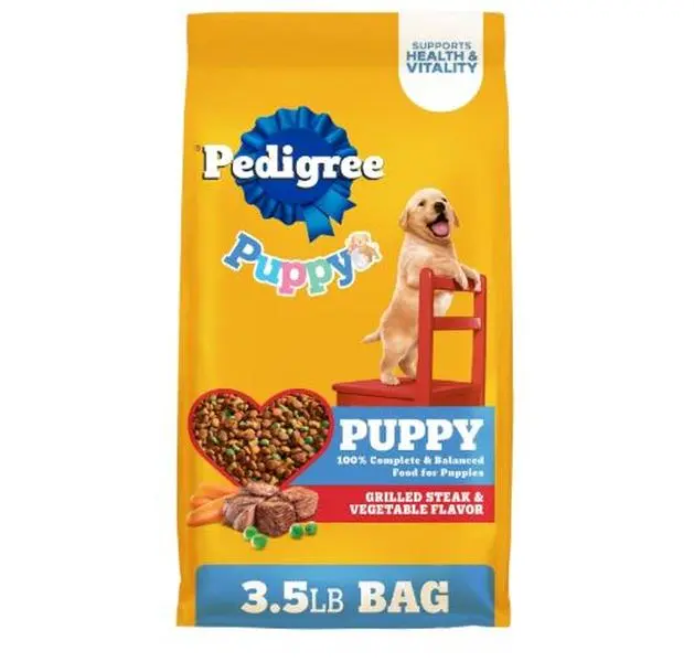Pedigree Dry Puppy Food - Grilled Steak and Vegetable Flavored, 3.5 lb Bag