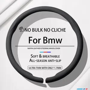 BMW Steering Wheel Cover for Men, 8D Premium Breathable Leather, Anti-Slip M-Sport Style Grip, Fits BMW 3 Series, 5 Series, X1, X3, X5, X7, 328i, 330i, 530i, 540i, 14.5-15 Inch Universal Fit, Luxury Car Interior Accessories, Cooling Handle Protector