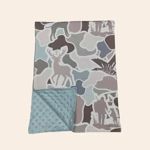 UWH Baby Blanket Camo Deer Hunting Newborn Baby Minky Blanket