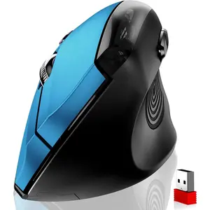 P-MUW014     Ergonomic Mouse Wireless,2.4G Optical Cordless Mice with 800/1200/1600 DPI,Vertical Computer Wireless Mouse for Laptop, Mac,PC,Desktop (for Right Hand, Large),Blue Mouse