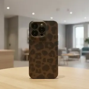Matte Gradient Leopard Print Amber Phone Case for iPhone 17 Pro Max, 16 Pro Max, 15 Pro Max, 14 Pro, 13 Pro, 12, 11 Protection