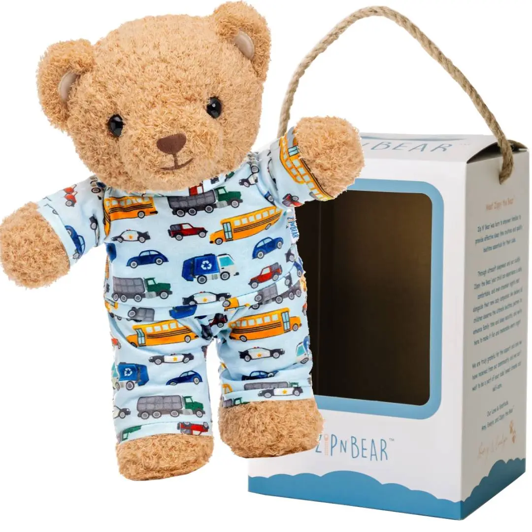 Zip N' Bear, Zippy The Bear, Soft Plush Classic Teddy Bear Gift with Matching Bear Pajamas, Perfect Fun and Educational Sensory Toy - Kardashian Favorite