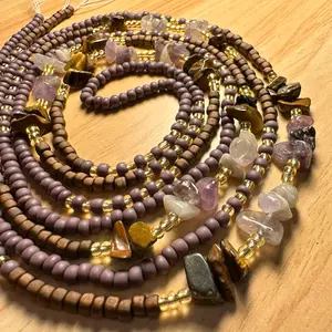 Purple Amethyst and  Brown TigerEye waistbeads Bodyjewelry