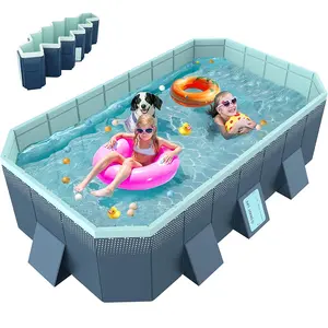 FoLarge Foldable Swimming Kiddie Pool,ldable Frame Swimming Pool-NoInflation, Large Capacity, StableTriangular Support, Space - Saving Storage  for adults/children/pets/beach/patio/outdoor use