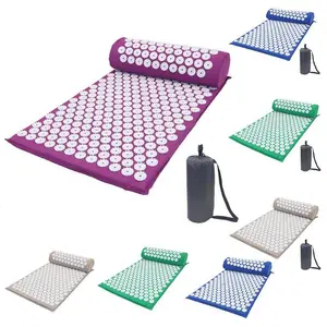 Acupressure Massage Yoga Mat with Pillow – Relaxation, Pain Relief, and Stress Reduction Set - grey mat