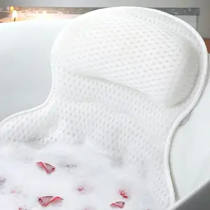 Bath Pillow Bathtub Pillow - Luxury Bath Pillow for Neck Support & Back Support, Soft 4D Mesh Fabric, Non-Slip Suction Cups  Gift Accessory