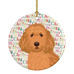 212 MAIN Round Doodle Red No.1 Christmas Ceramic Ornament, 2.8x2.8 in Multicolor Artwork-Inspired Unisex Home Decor, Festive Tree Gift for Friends